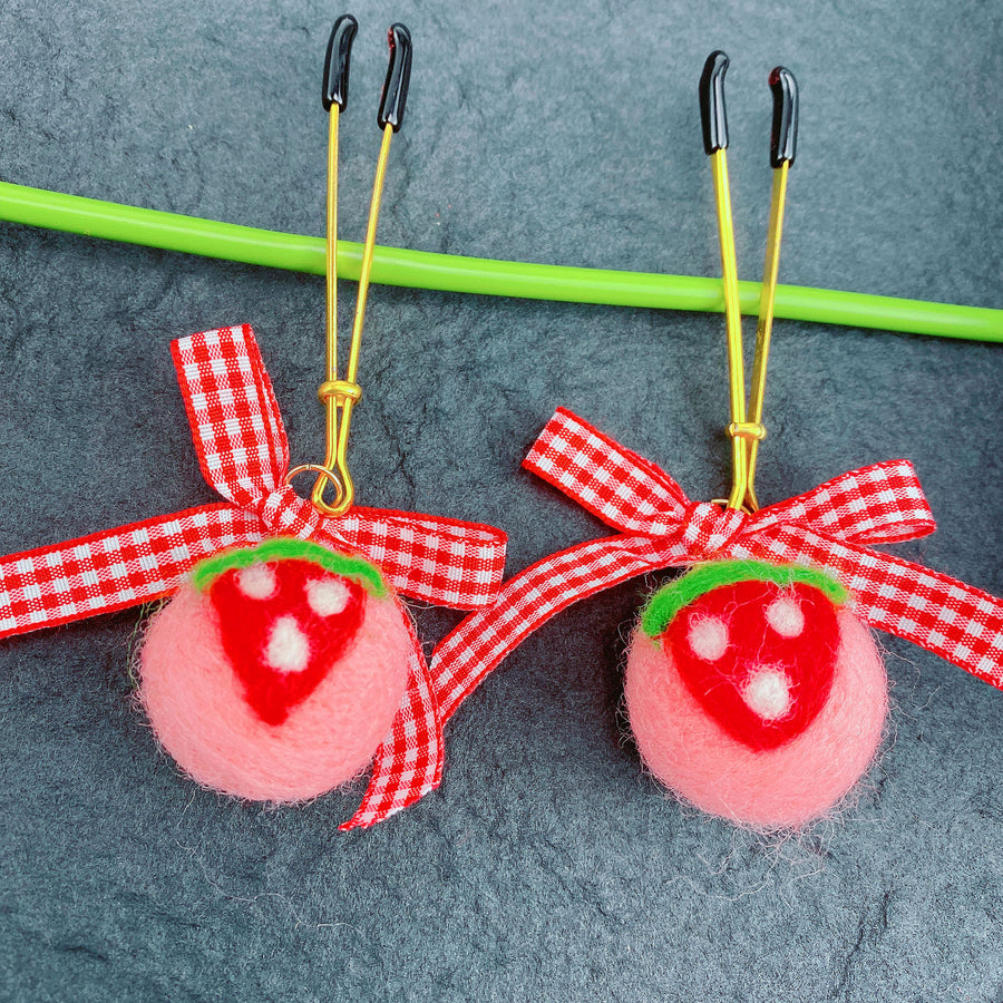 Adjustable Pink Strawberry Nipple Clamps