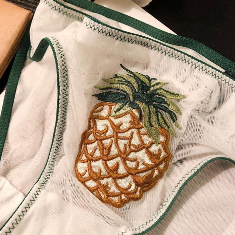 Holiday Pineapple Print See Through White Panty
